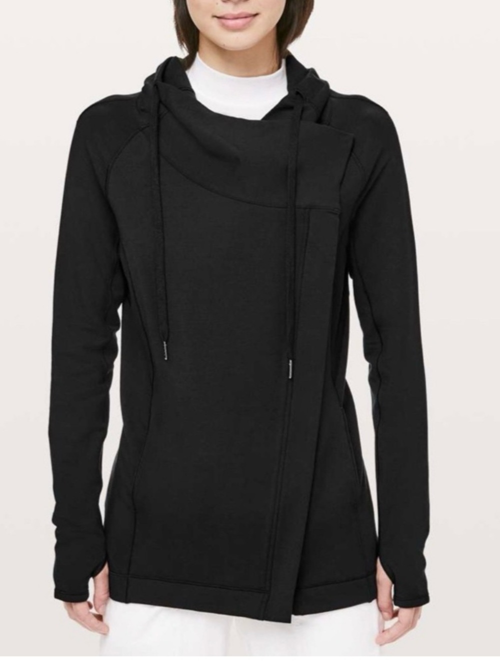 lululemon athletica Coast Easy Wrap Black Assymetrical jacket 8